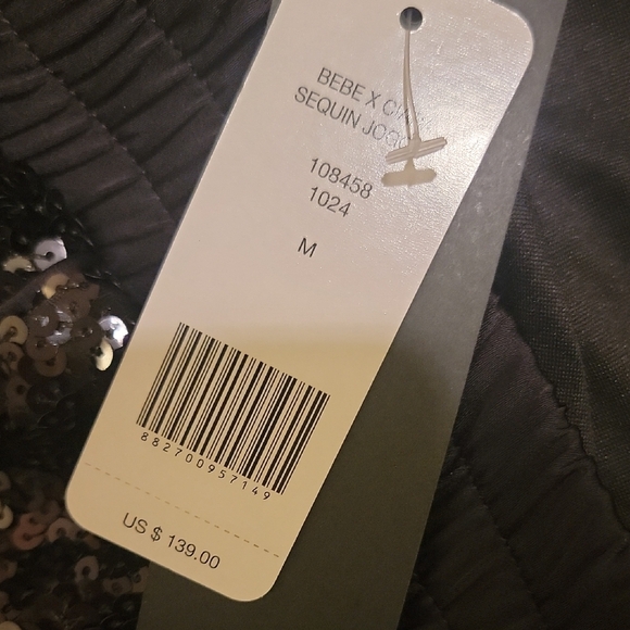 bebe Black Sequin Joggers - Picture 7 of 8